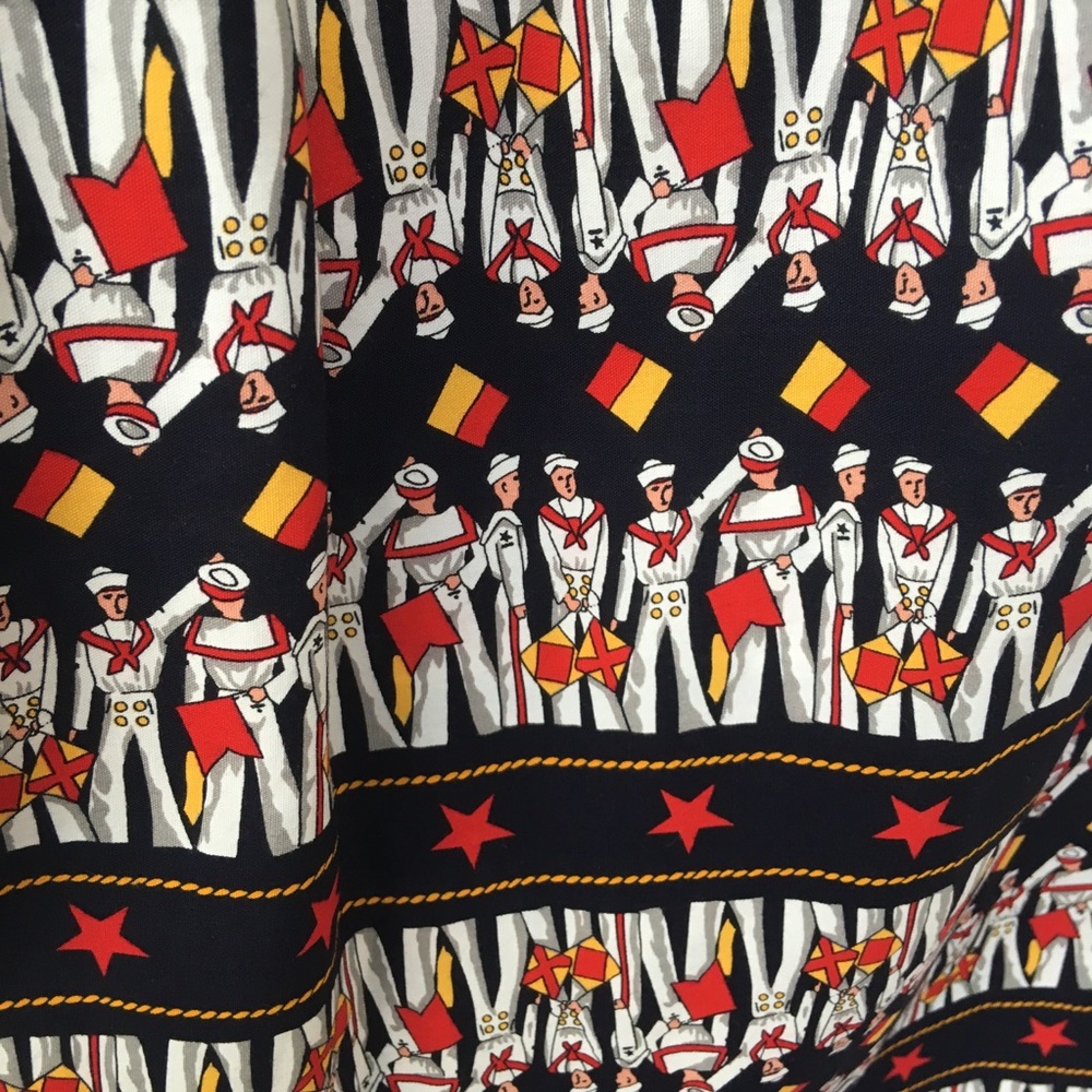 Vintage novelty sailor pattern midi skirt POCKETS!